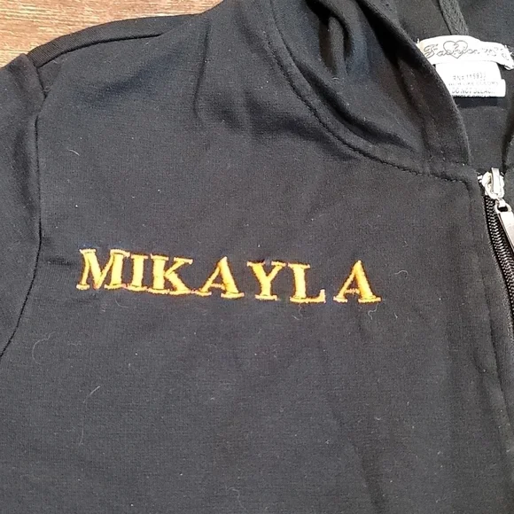 Custom-made MIKAYLA crystal basketball youth XL black hooded jacket Like New - Picture 4 of 6